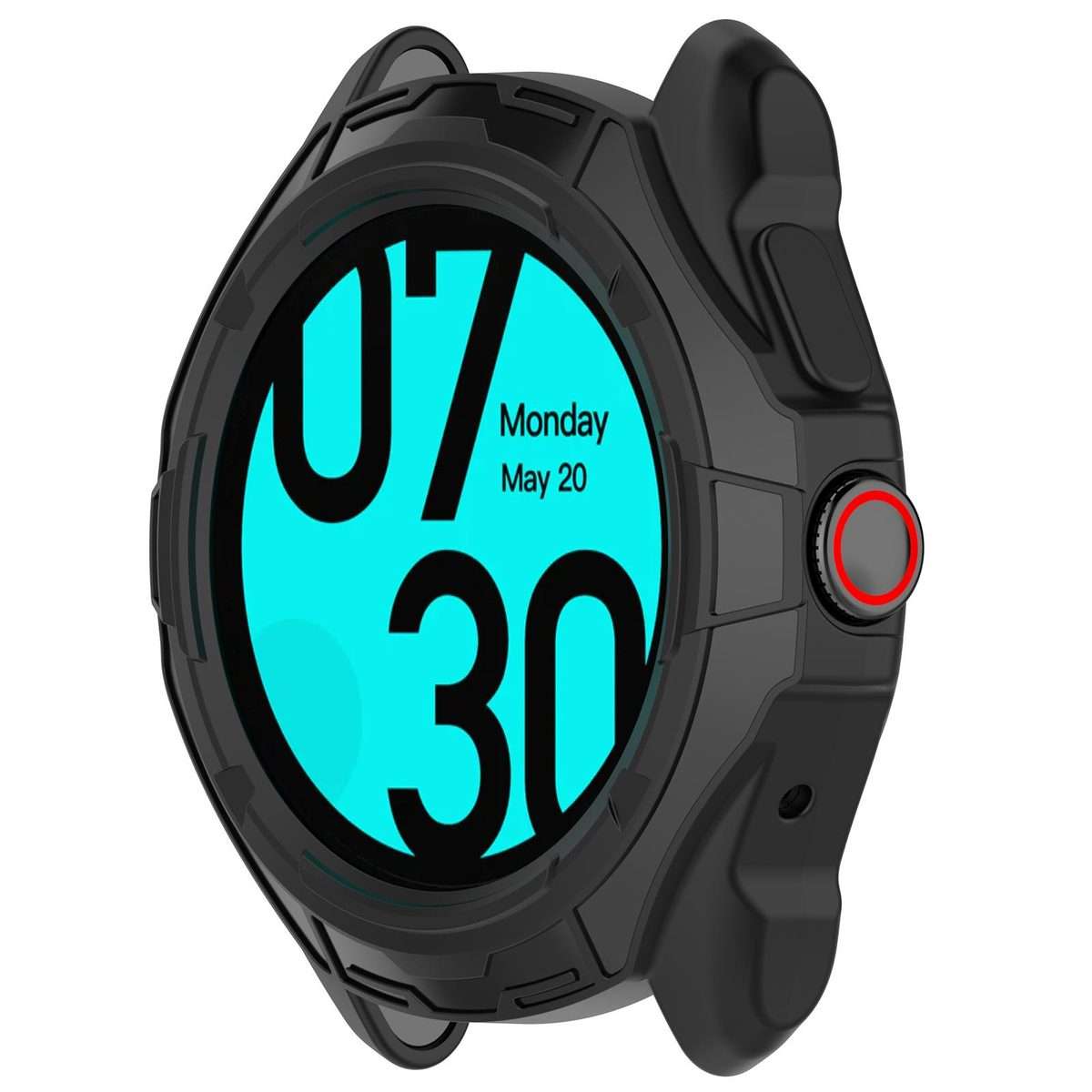 For Ticwatch Pro 5 Enduro Armored TPU Half Coverage Hollow Watch Protective Case(Black)
