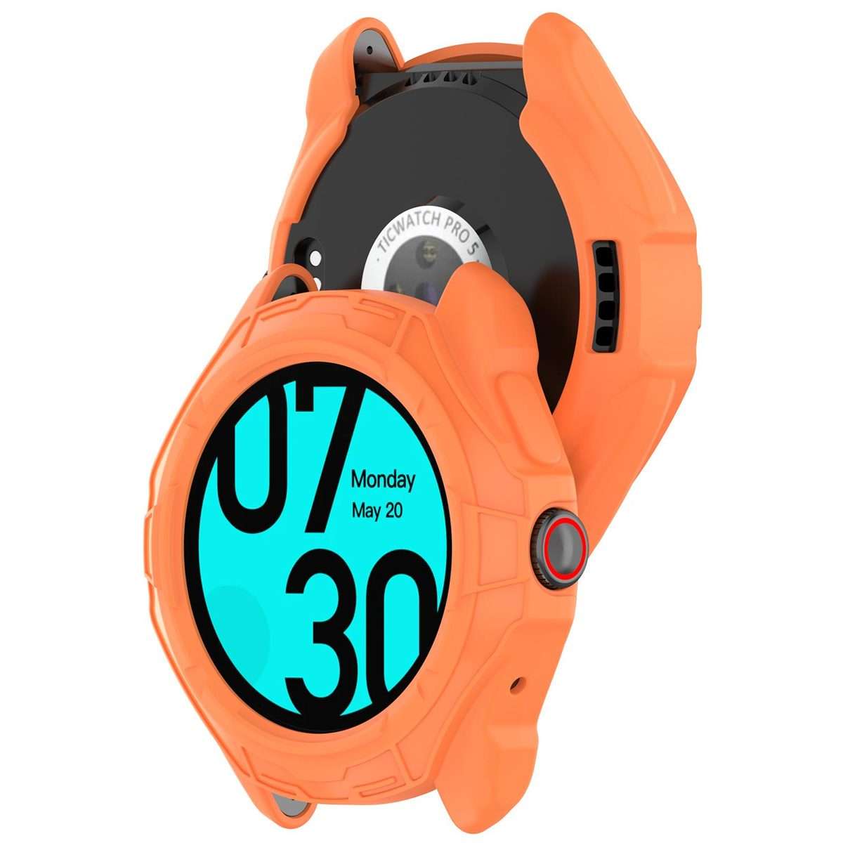 For Ticwatch Pro 5 Enduro Armored TPU Half Coverage Hollow Watch Protective Case(Orange)