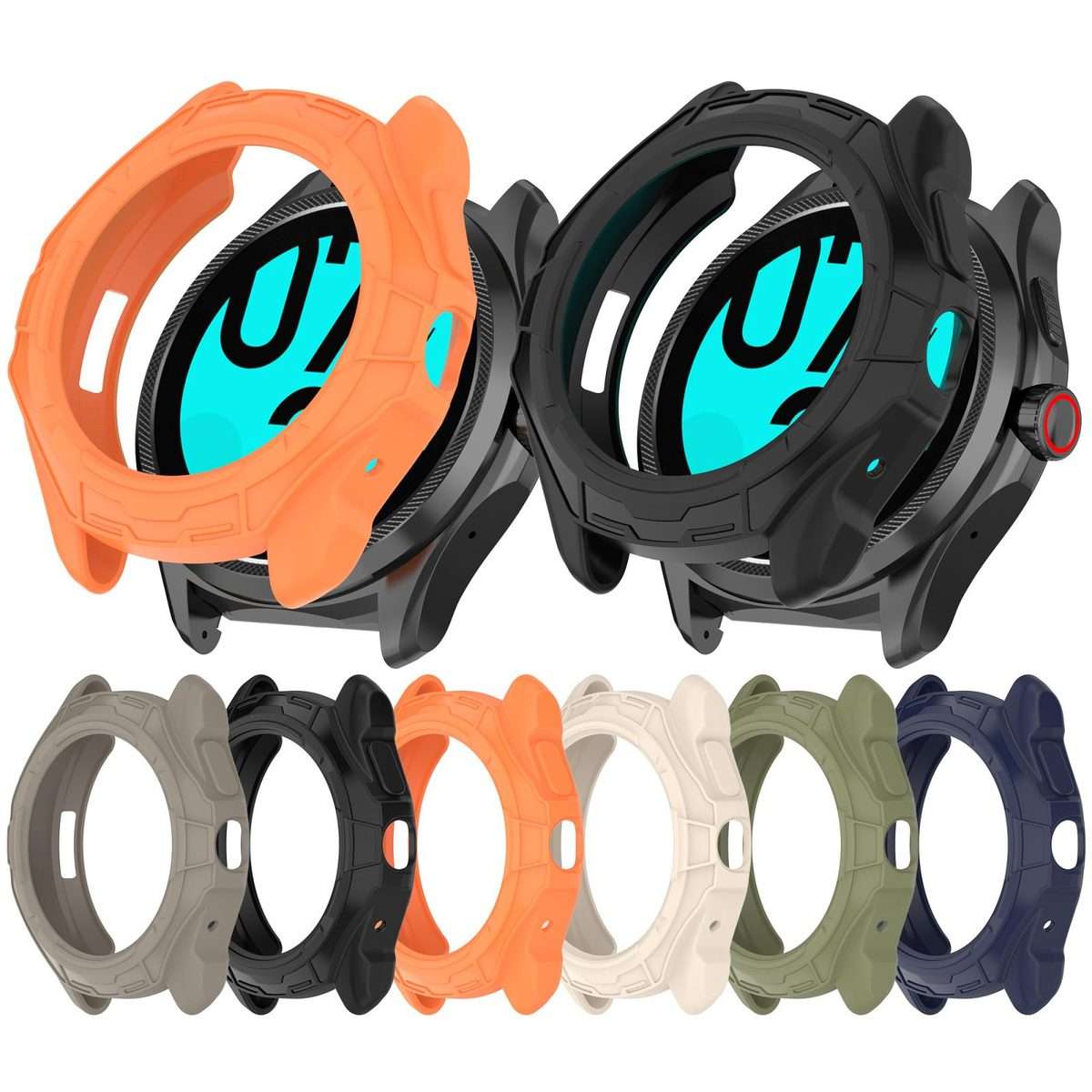 For Ticwatch Pro 5 Enduro Armored TPU Half Coverage Hollow Watch Protective Case(Orange)