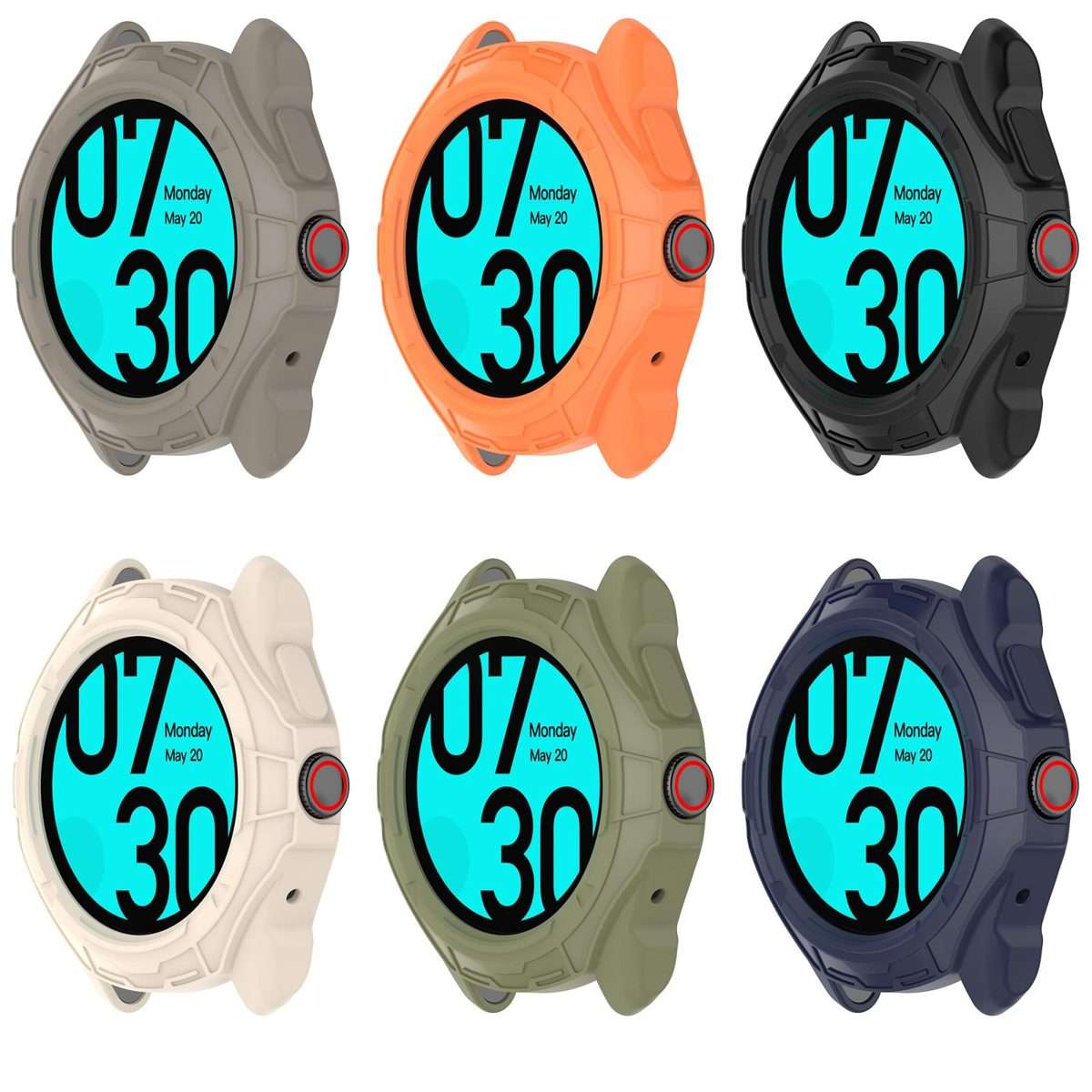 For Ticwatch Pro 5 Enduro Armored TPU Half Coverage Hollow Watch Protective Case(Green)