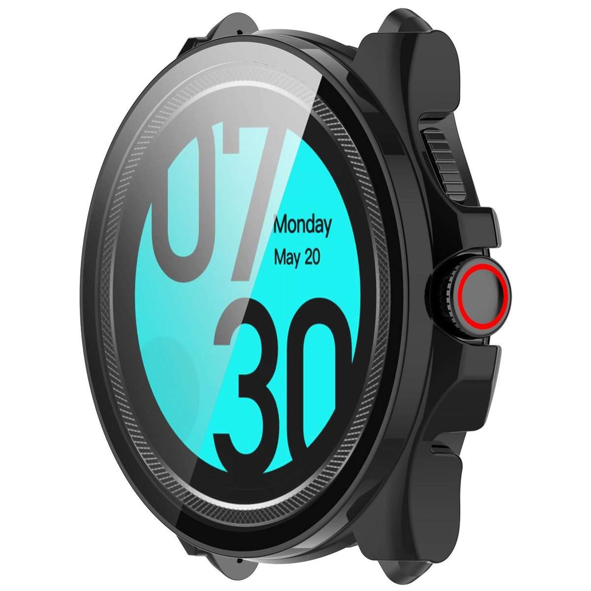 For Ticwatch Pro 5 Enduro Tempered Film Integrated PC Watch Protective Case(Black)