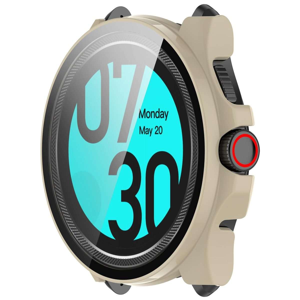 For Ticwatch Pro 5 Enduro Tempered Film Integrated PC Watch Protective Case(Ivory White)