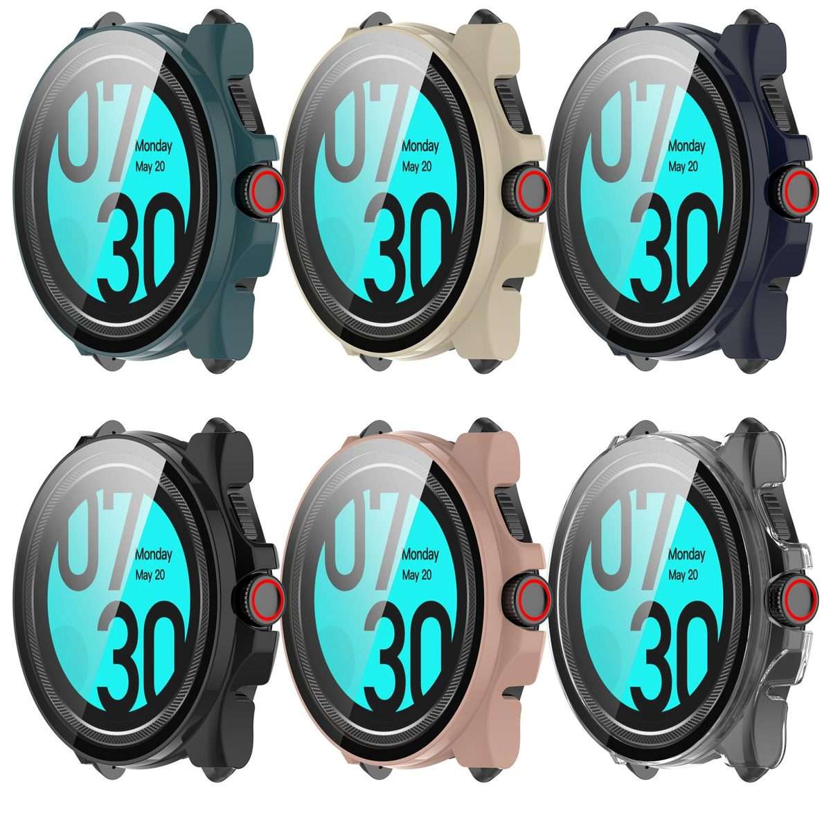 For Ticwatch Pro 5 Enduro Tempered Film Integrated PC Watch Protective Case(Ivory White)