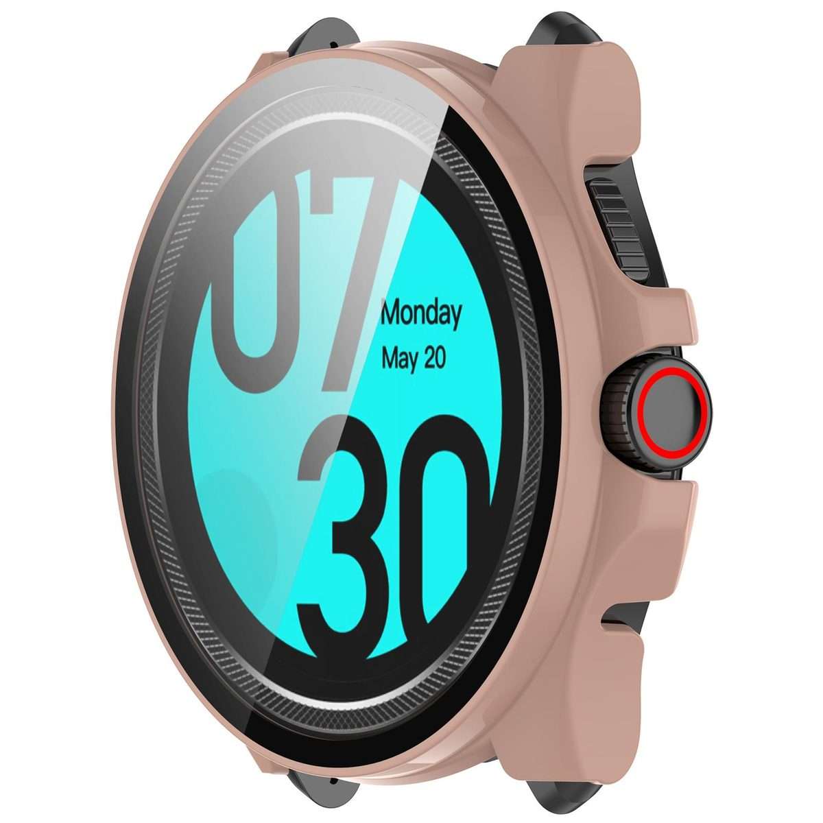 For Ticwatch Pro 5 Enduro Tempered Film Integrated PC Watch Protective Case(Cherry Pink)