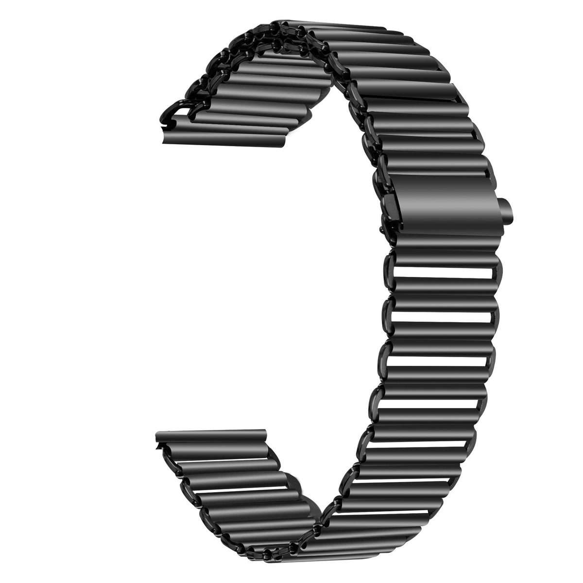 18mm Loop Slingshot Buckle Stainless Steel Watch Band(Black)