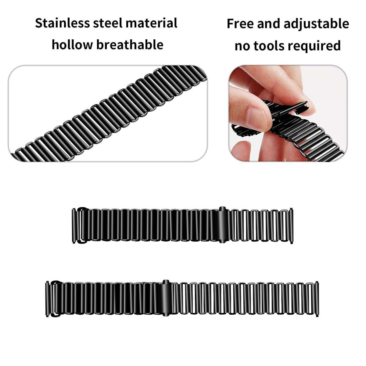 20mm Loop Slingshot Buckle Stainless Steel Watch Band(Black)