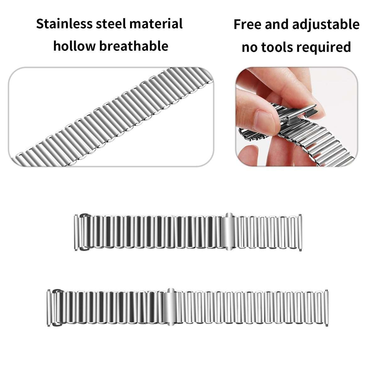 20mm Loop Slingshot Buckle Stainless Steel Watch Band(Silver)