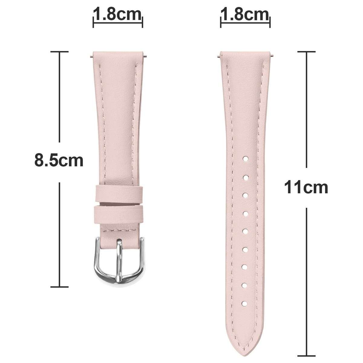 18mm Slim Genuine Leather Watch Band(Pink)