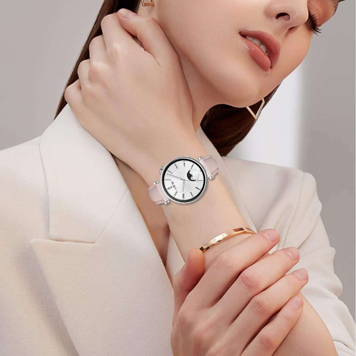 18mm Slim Genuine Leather Watch Band(Pink)