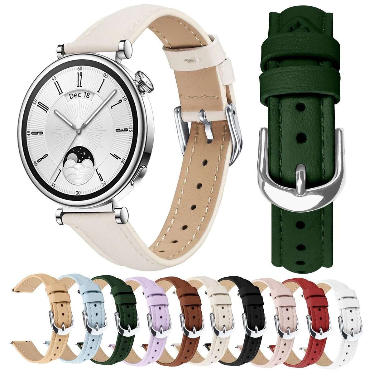 18mm Slim Genuine Leather Watch Band(Pink)