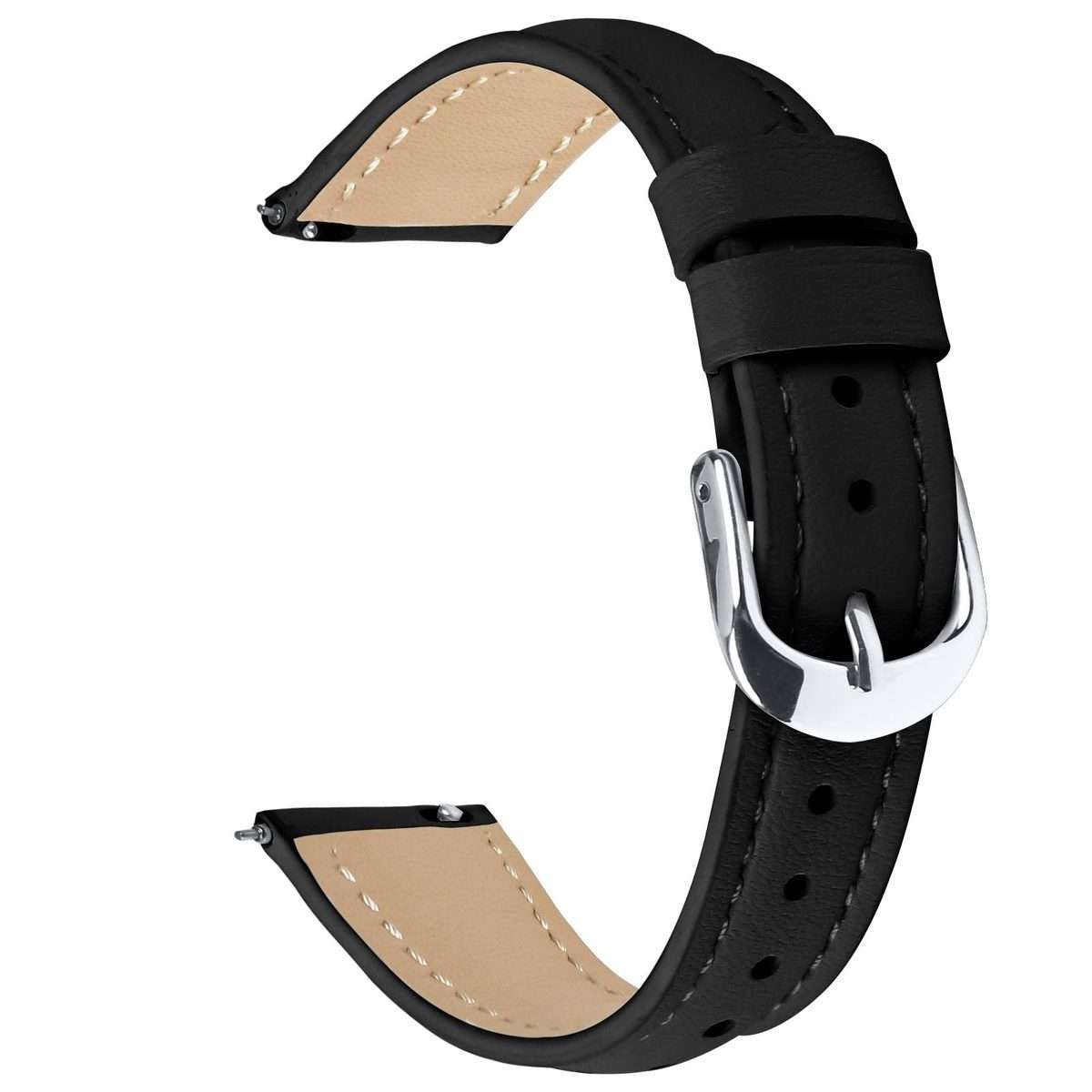 18mm Slim Genuine Leather Watch Band(Black)