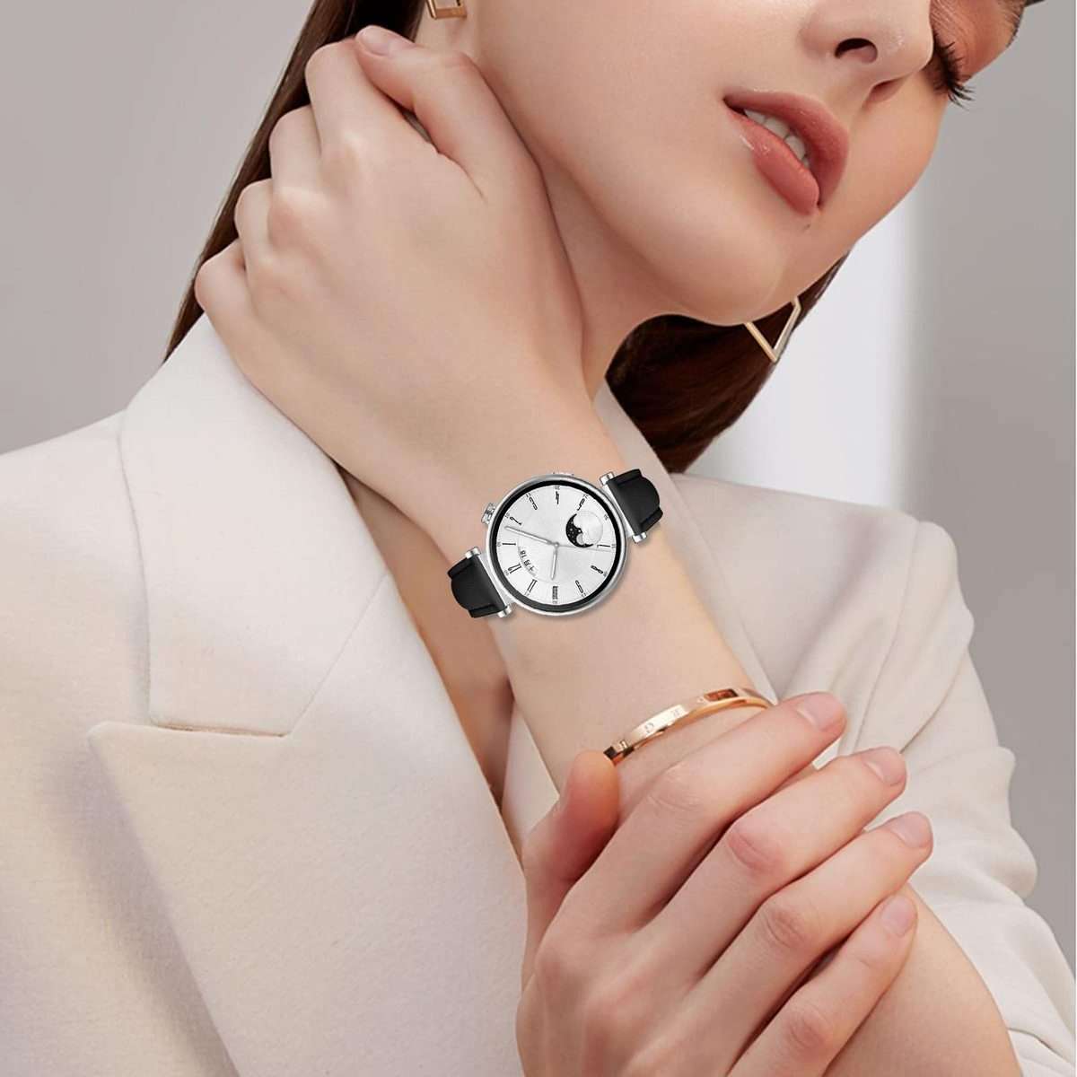 18mm Slim Genuine Leather Watch Band(Black)