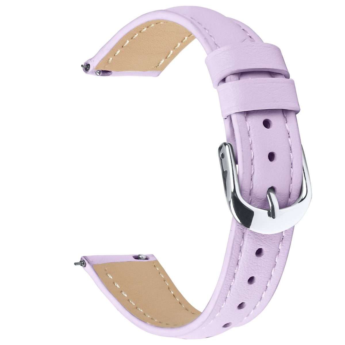 18mm Slim Genuine Leather Watch Band(Light Purple)