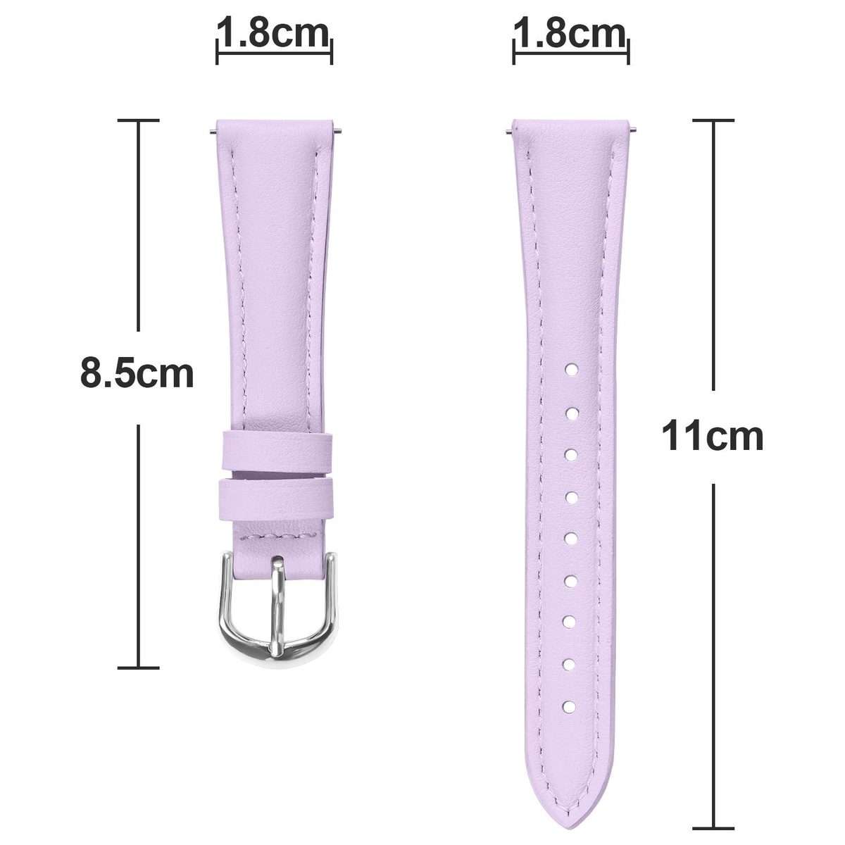 18mm Slim Genuine Leather Watch Band(Light Purple)