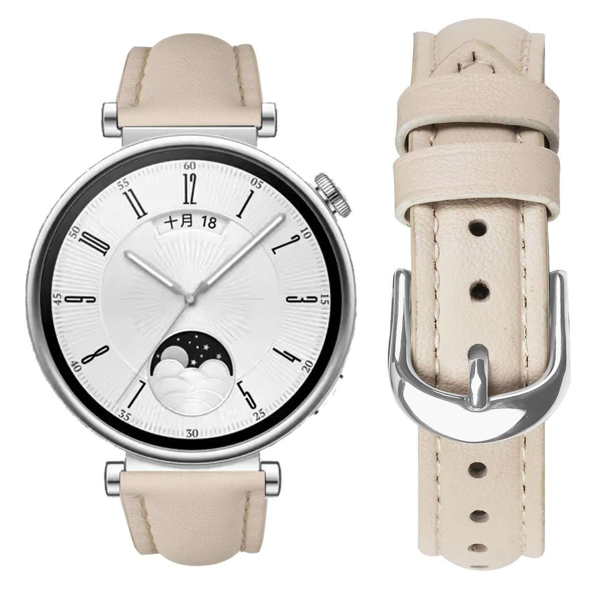 18mm Slim Genuine Leather Watch Band(Apricot)