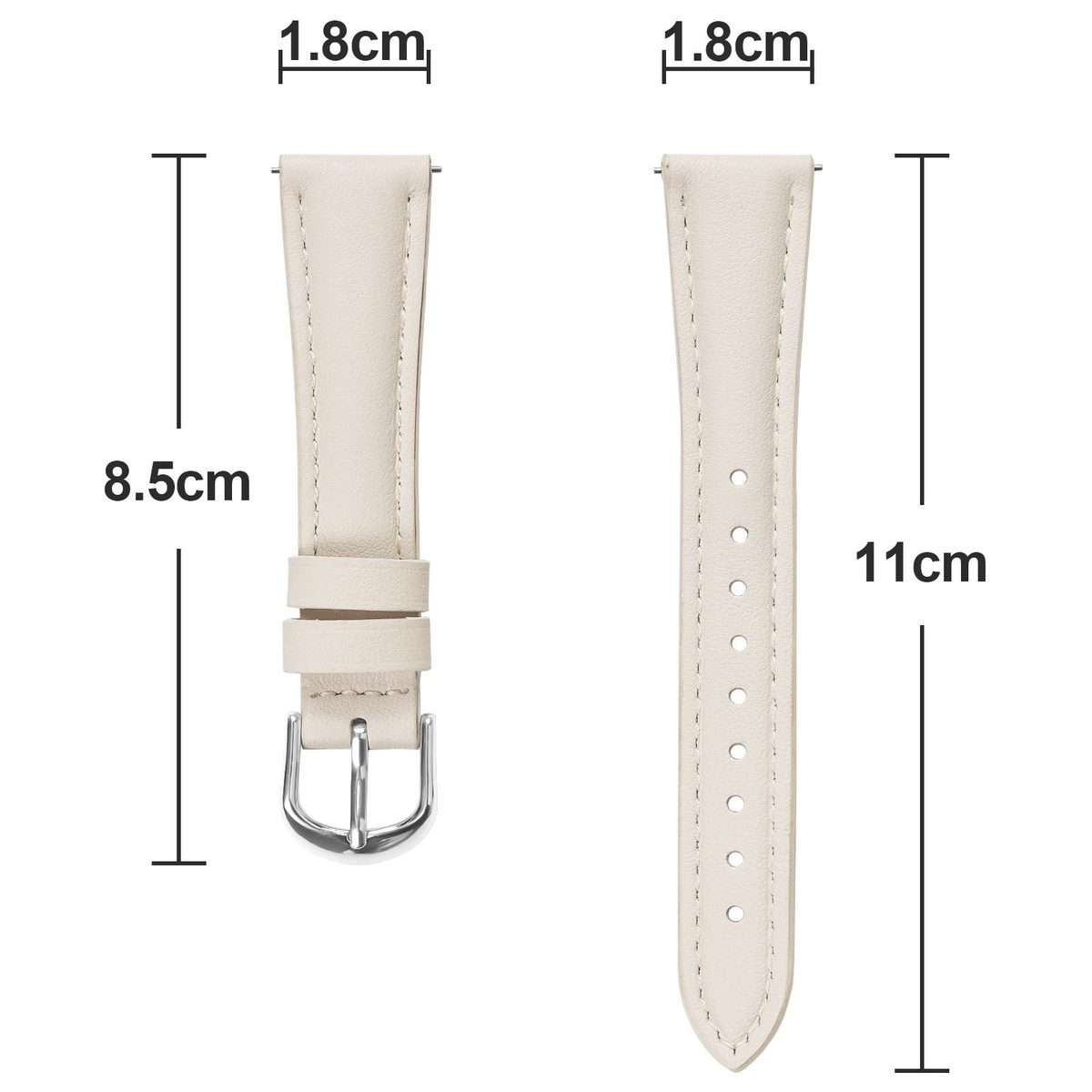 18mm Slim Genuine Leather Watch Band(Apricot)