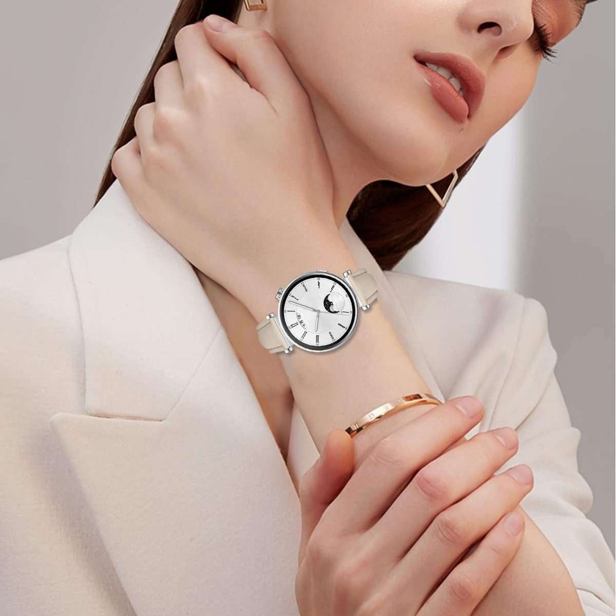 18mm Slim Genuine Leather Watch Band(Apricot)