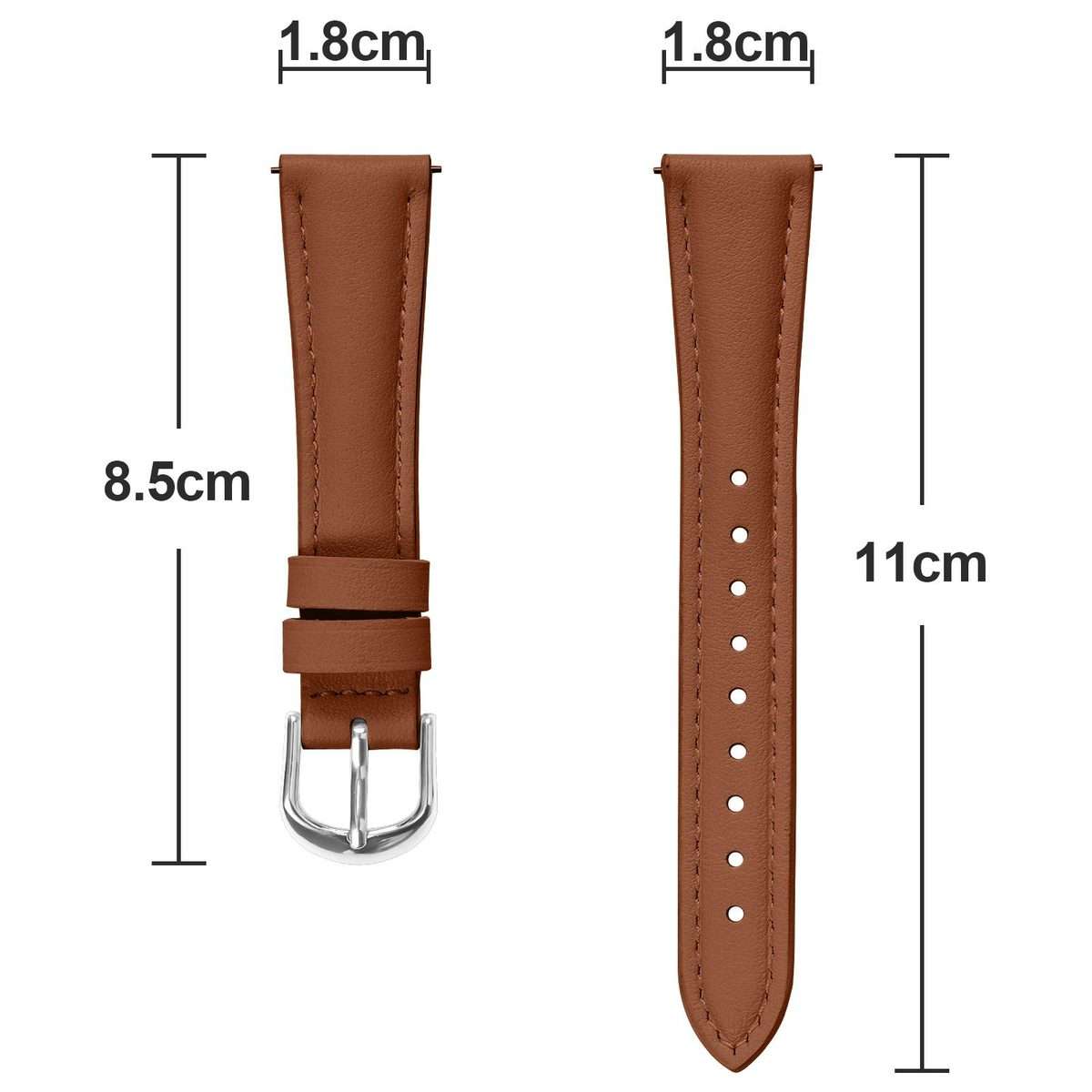 18mm Slim Genuine Leather Watch Band(Brown)