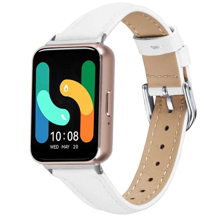 For Samsung Galaxy Fit3 Slim Genuine Leather Watch Band(White)