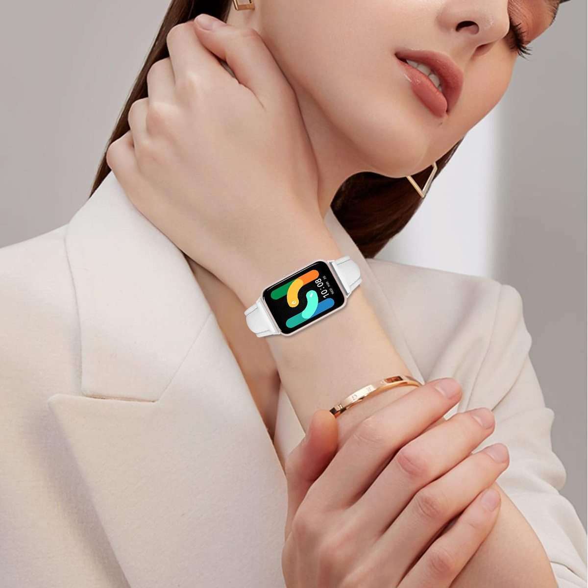 For Samsung Galaxy Fit3 Slim Genuine Leather Watch Band(White)