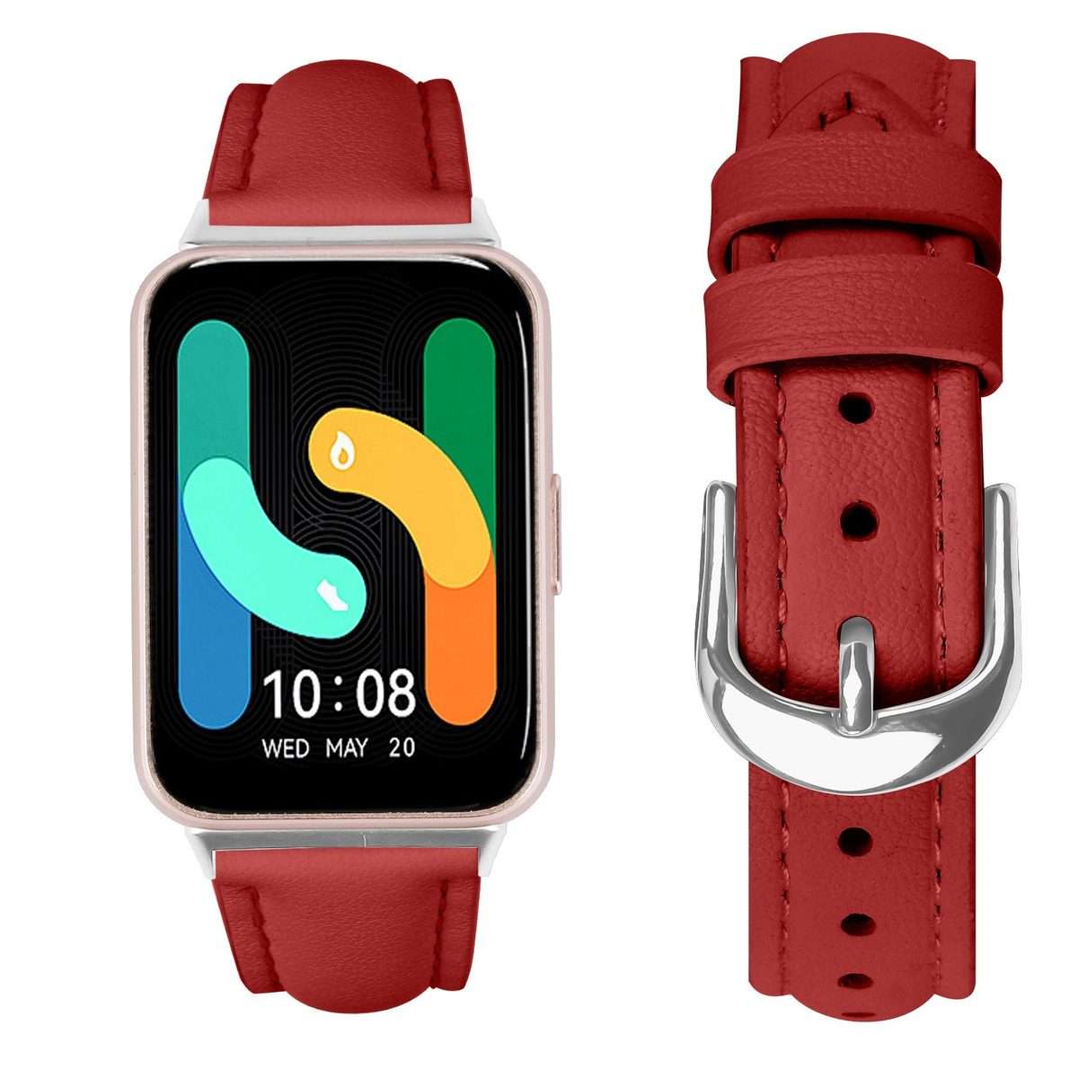 For Samsung Galaxy Fit3 Slim Genuine Leather Watch Band(Red)