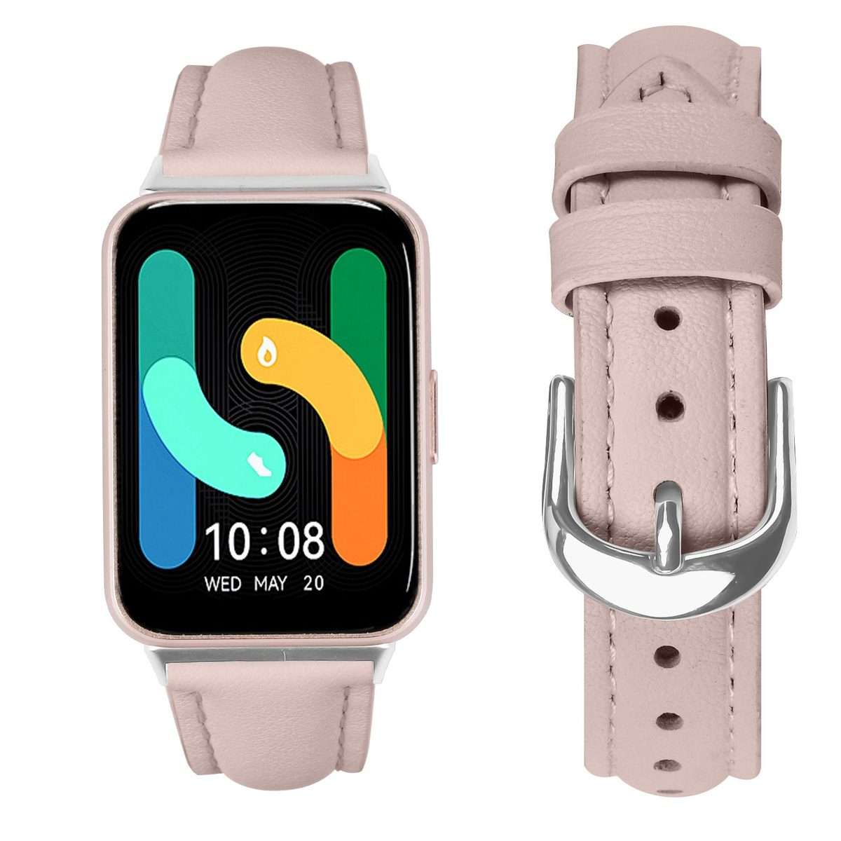 For Samsung Galaxy Fit3 Slim Genuine Leather Watch Band(Pink)