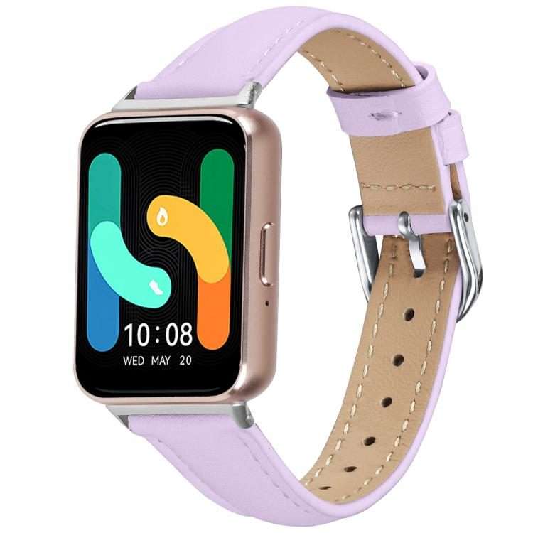 For Samsung Galaxy Fit3 Slim Genuine Leather Watch Band(Light Purple)