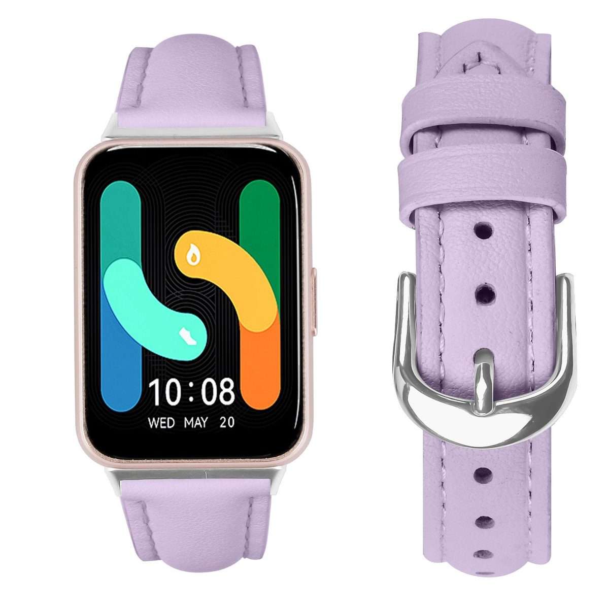 For Samsung Galaxy Fit3 Slim Genuine Leather Watch Band(Light Purple)