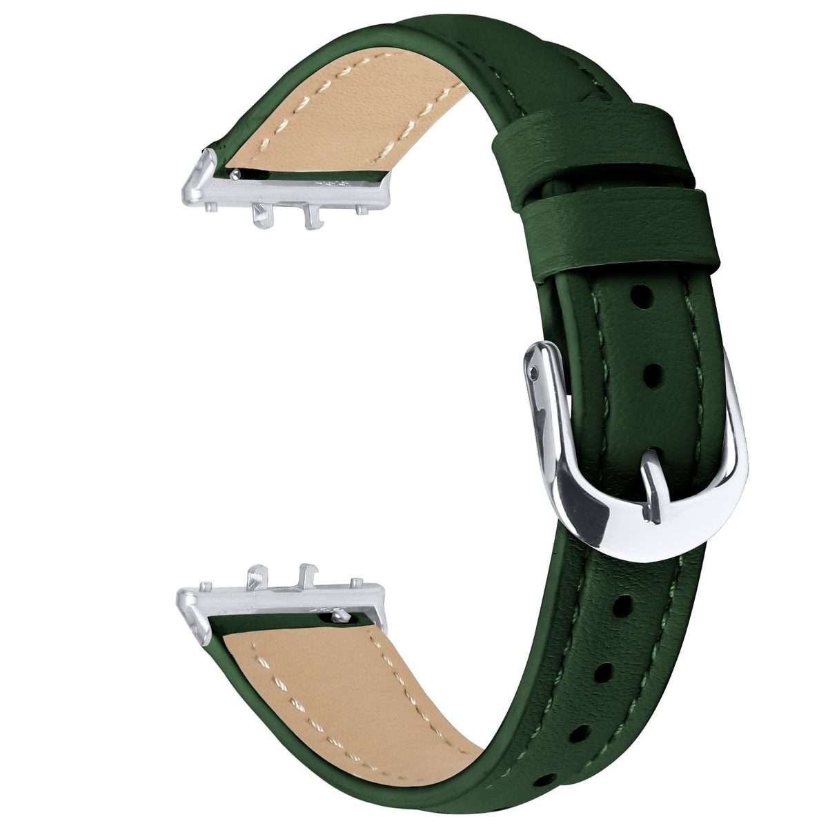 For Samsung Galaxy Fit3 Slim Genuine Leather Watch Band(Pine Green)