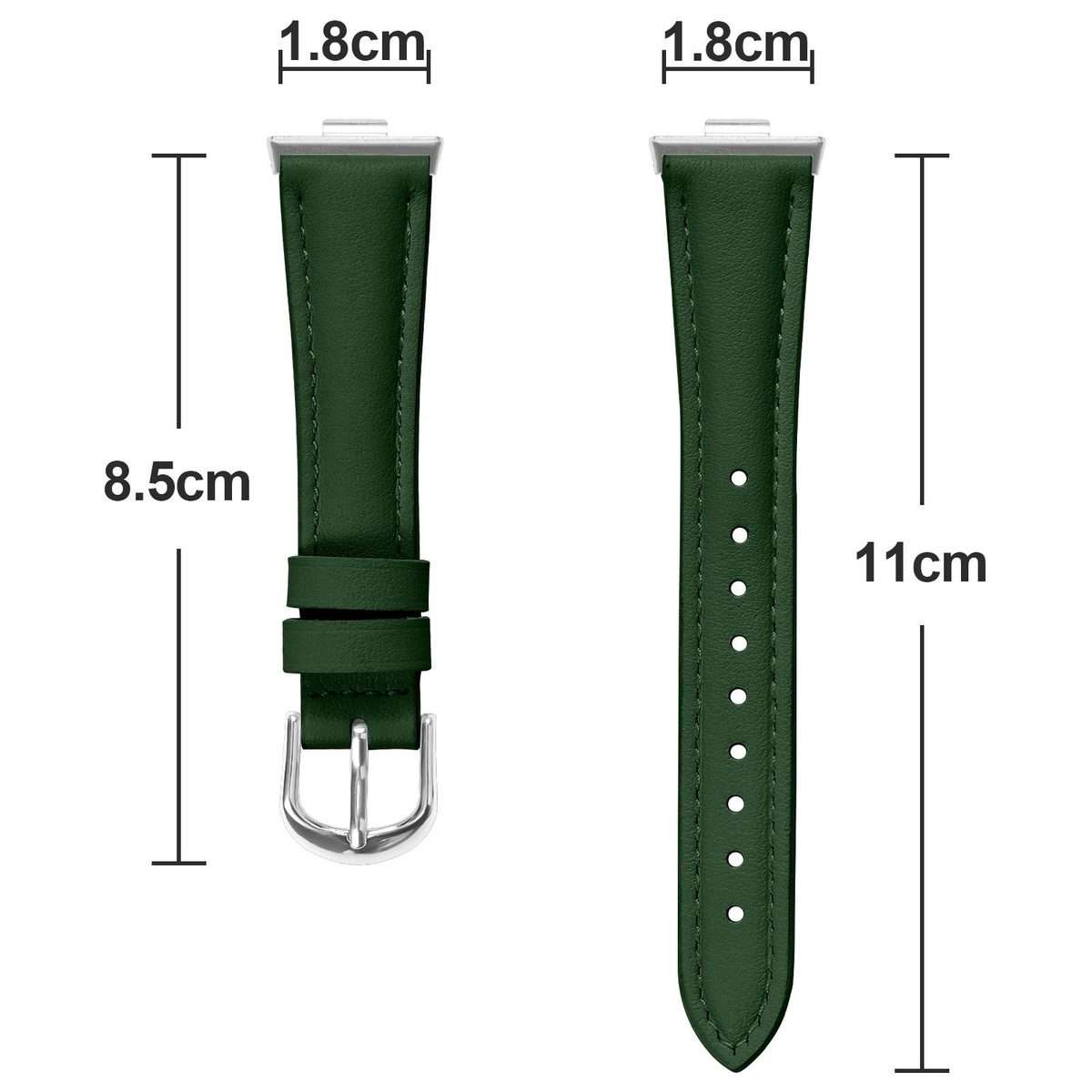 For Samsung Galaxy Fit3 Slim Genuine Leather Watch Band(Pine Green)