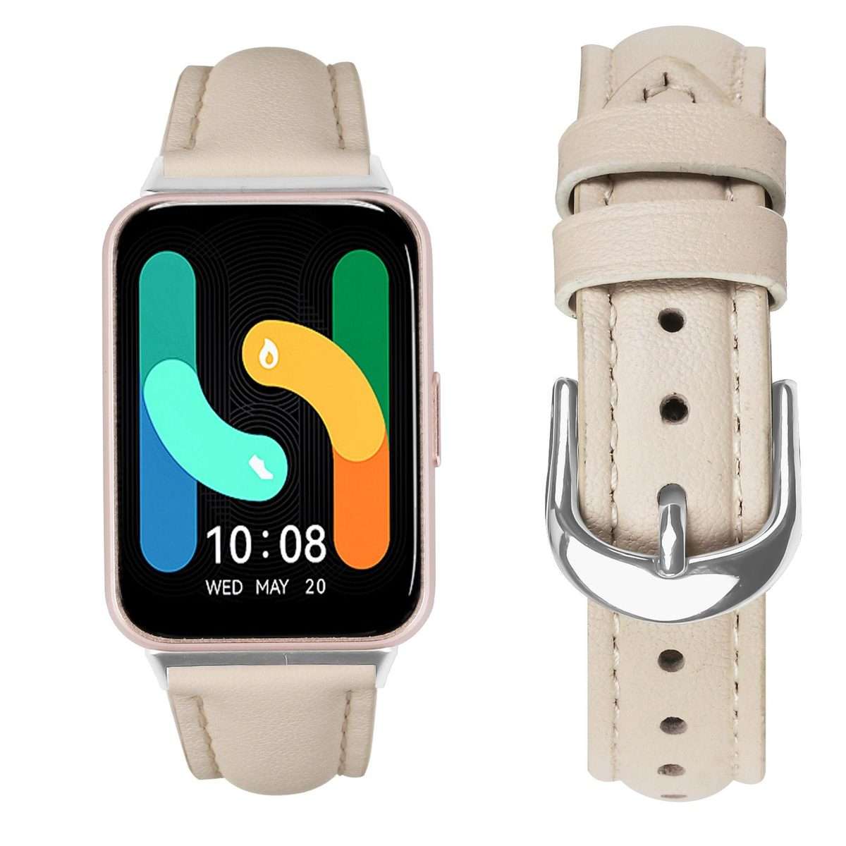 For Samsung Galaxy Fit3 Slim Genuine Leather Watch Band(Apricot)