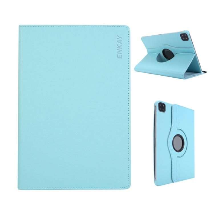 For iPad Pro 13 2025 / 2024 ENKAY 360 Degree Rotation Litchi Leather Smart Tablet Case(Light Blue)