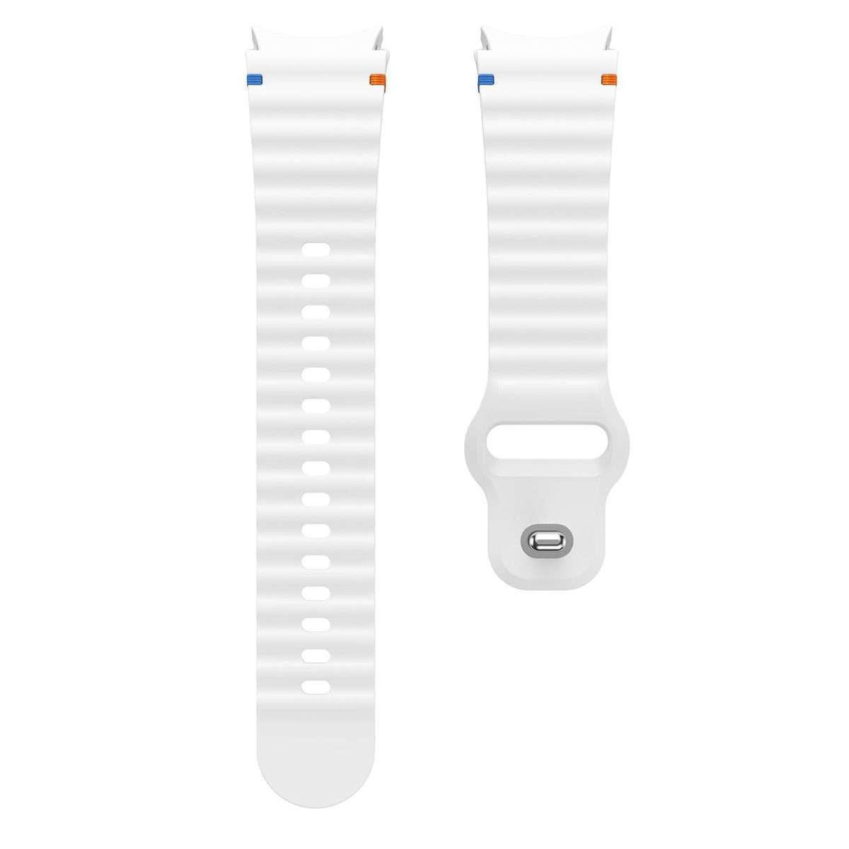 For Samsung Galaxy Watch 7 40mm / 44mm Wavy Grain Stitched Reverse Buckle 20m ... (Official White)