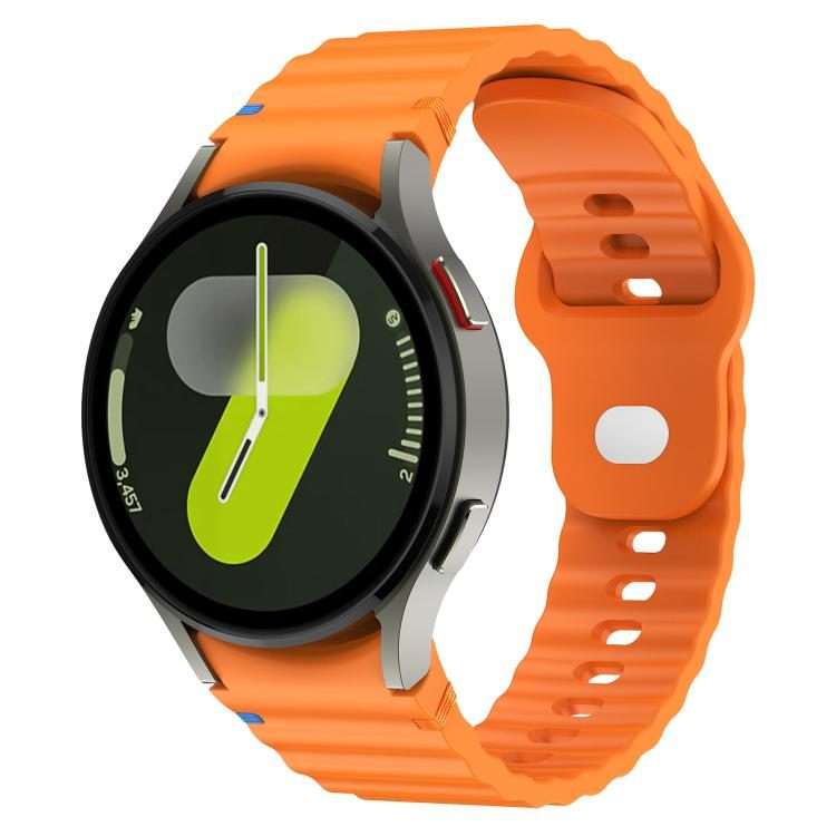 For Samsung Galaxy Watch 7 40mm / 44mm Wavy Grain Stitched Reverse Buckle 20mm Silico ... (Orange)