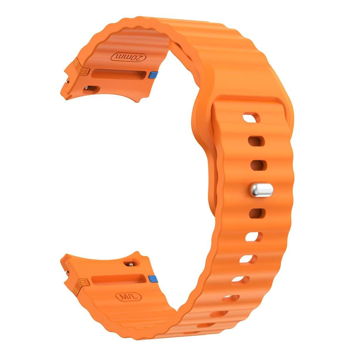 For Samsung Galaxy Watch 7 40mm / 44mm Wavy Grain Stitched Reverse Buckle 20mm Silico ... (Orange)