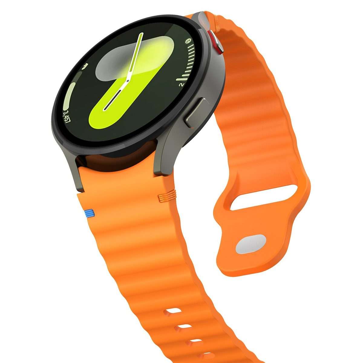 For Samsung Galaxy Watch 7 40mm / 44mm Wavy Grain Stitched Reverse Buckle 20mm Silico ... (Orange)