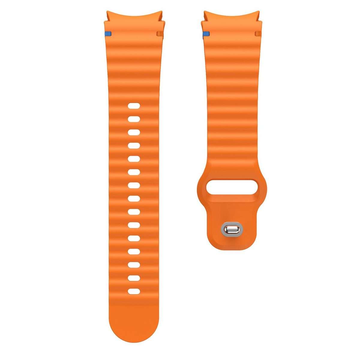 For Samsung Galaxy Watch 7 40mm / 44mm Wavy Grain Stitched Reverse Buckle 20mm Silico ... (Orange)