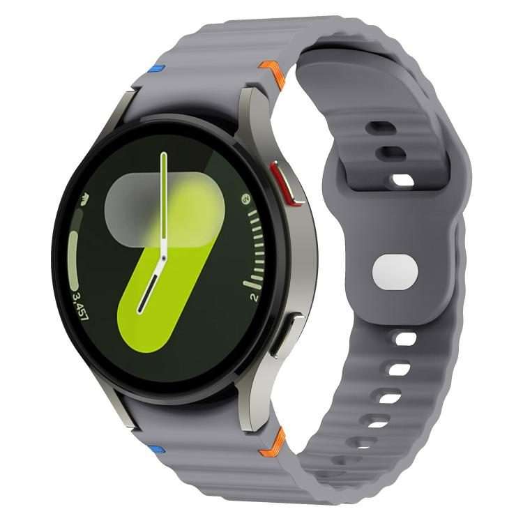 For Samsung Galaxy Watch 7 40mm / 44mm Wavy Grain Stitched Reverse Buckle 20mm Si ... (Space Gray)