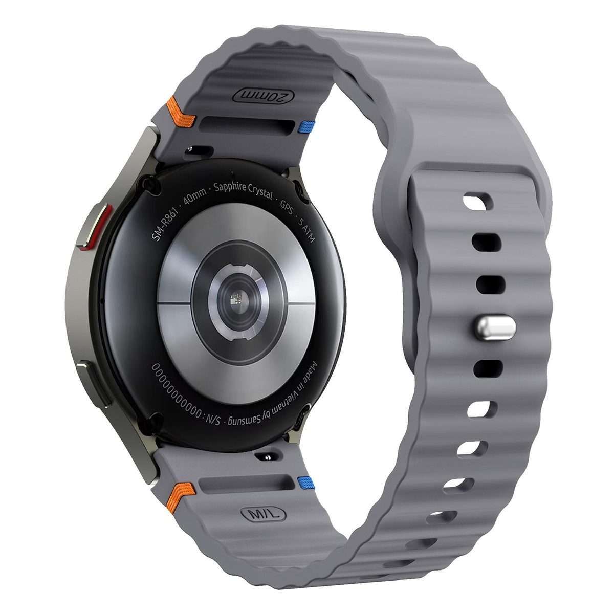 For Samsung Galaxy Watch 7 40mm / 44mm Wavy Grain Stitched Reverse Buckle 20mm Si ... (Space Gray)