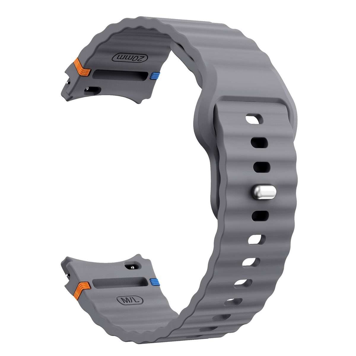 For Samsung Galaxy Watch 7 40mm / 44mm Wavy Grain Stitched Reverse Buckle 20mm Si ... (Space Gray)
