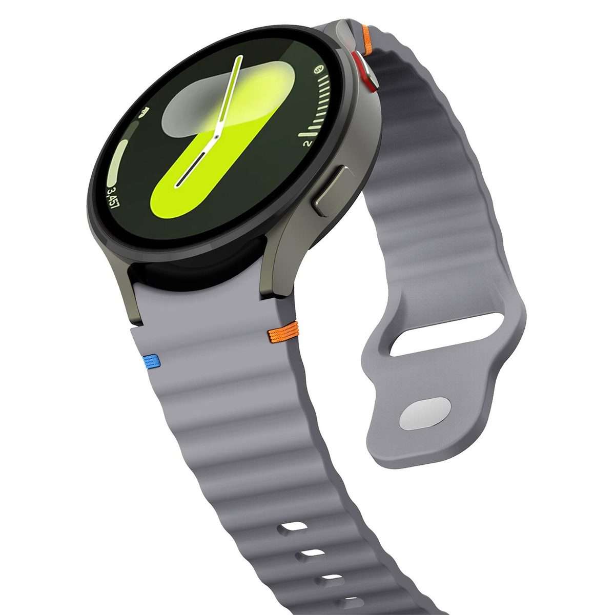 For Samsung Galaxy Watch 7 40mm / 44mm Wavy Grain Stitched Reverse Buckle 20mm Si ... (Space Gray)