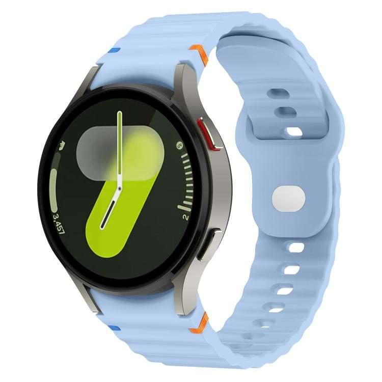 For Samsung Galaxy Watch 7 40mm / 44mm Wavy Grain Stitched Reverse Buckle 20mm Si ... (Light Blue)