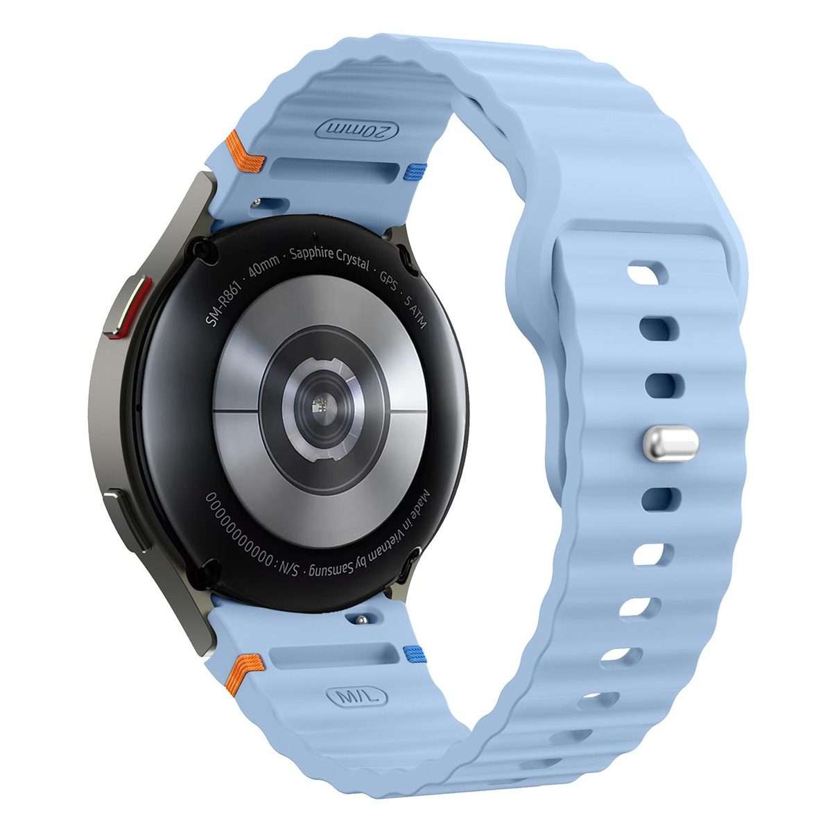 For Samsung Galaxy Watch 7 40mm / 44mm Wavy Grain Stitched Reverse Buckle 20mm Si ... (Light Blue)