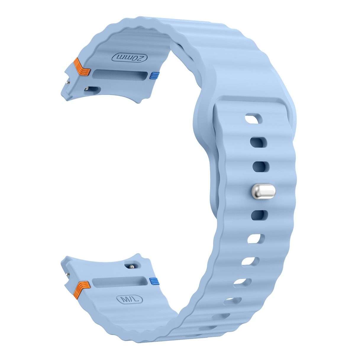 For Samsung Galaxy Watch 7 40mm / 44mm Wavy Grain Stitched Reverse Buckle 20mm Si ... (Light Blue)