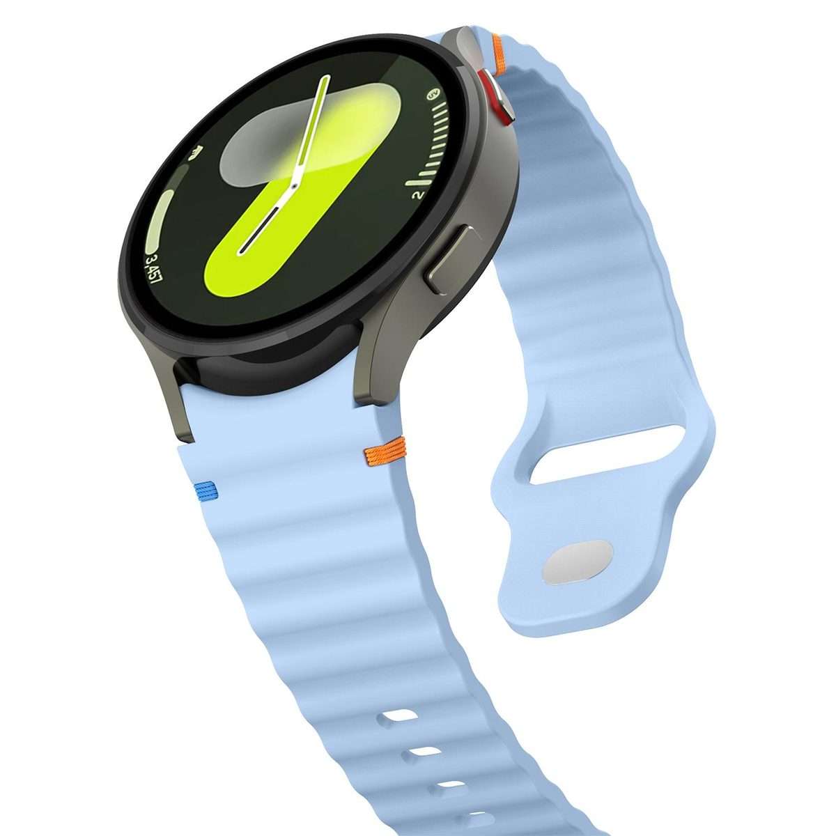For Samsung Galaxy Watch 7 40mm / 44mm Wavy Grain Stitched Reverse Buckle 20mm Si ... (Light Blue)