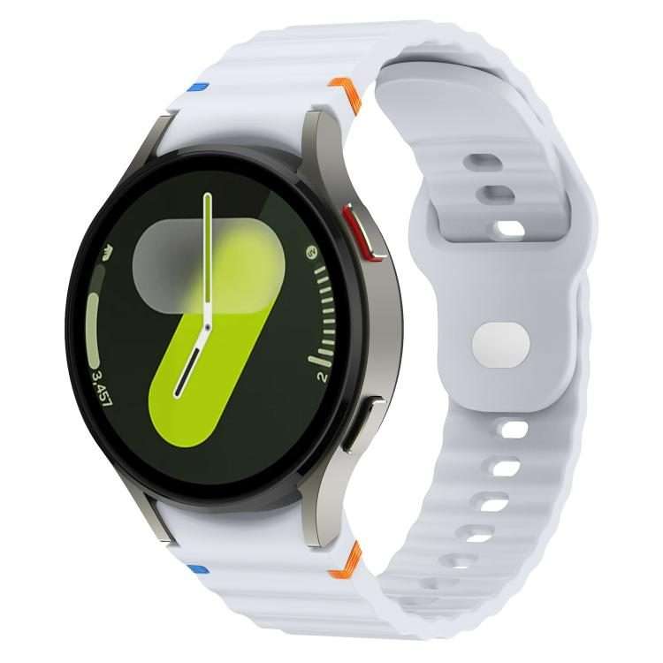 For Samsung Galaxy Watch 7 40mm / 44mm Wavy Grain Stitched Reverse Buckle 20mm Si ... (Light Gray)