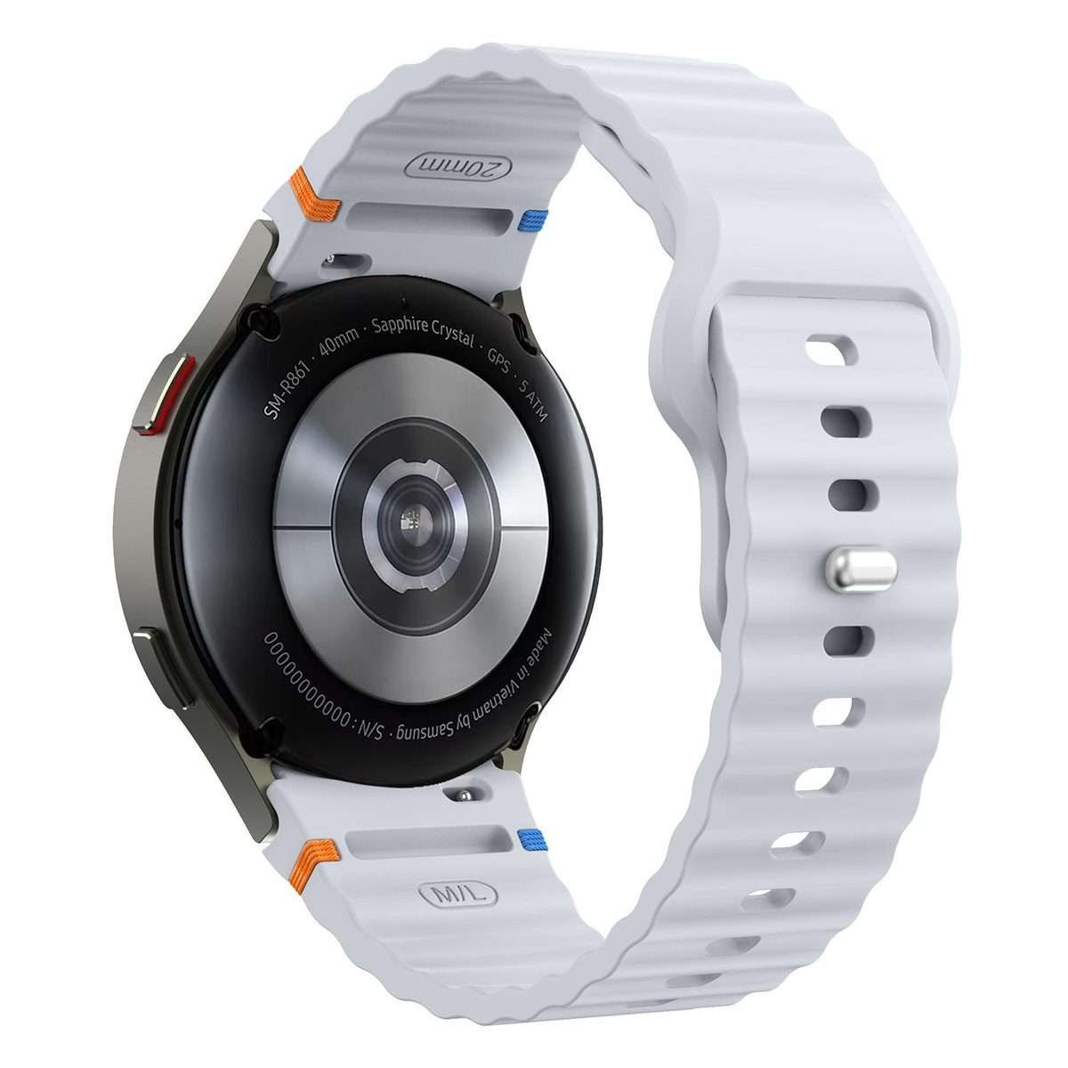 For Samsung Galaxy Watch 7 40mm / 44mm Wavy Grain Stitched Reverse Buckle 20mm Si ... (Light Gray)