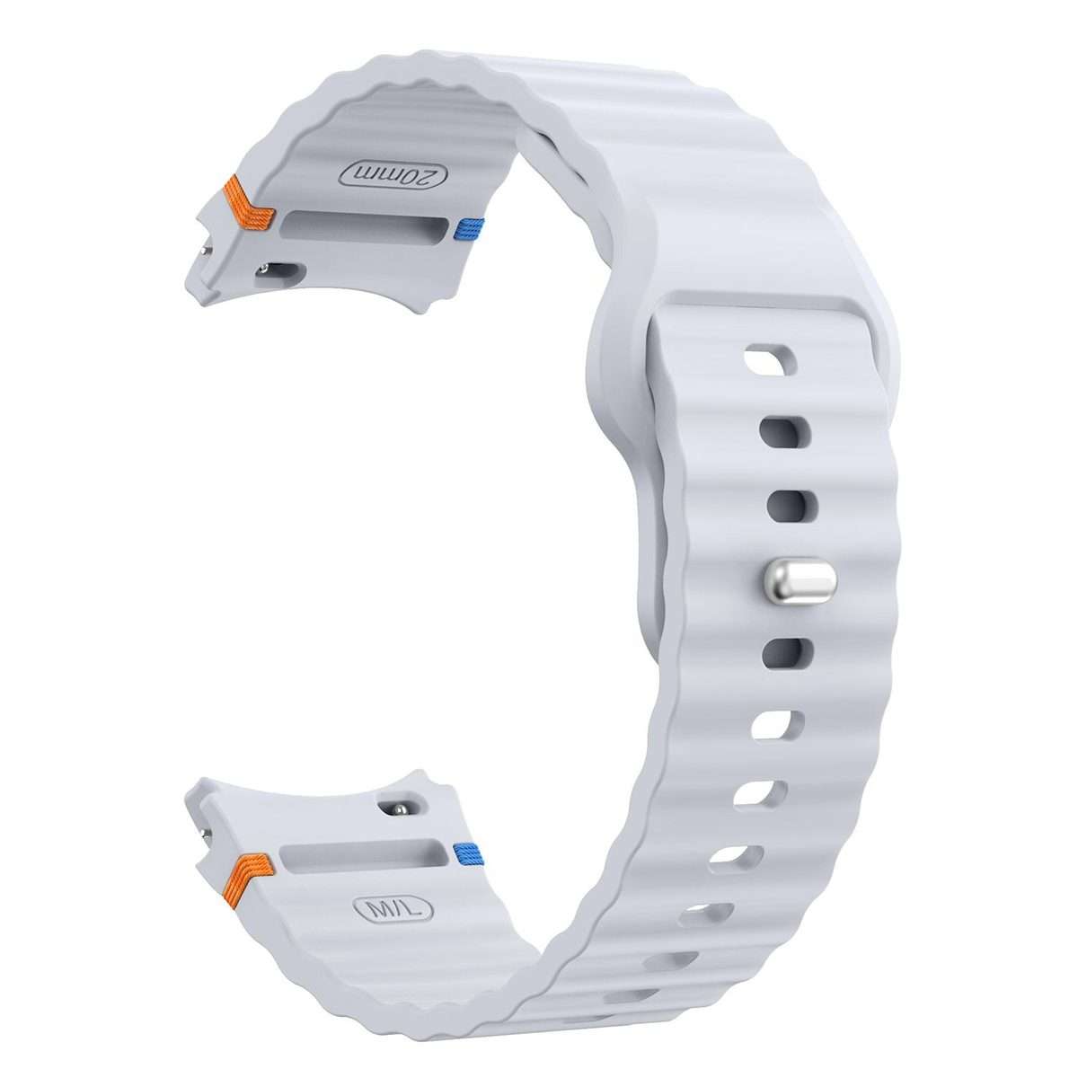 For Samsung Galaxy Watch 7 40mm / 44mm Wavy Grain Stitched Reverse Buckle 20mm Si ... (Light Gray)