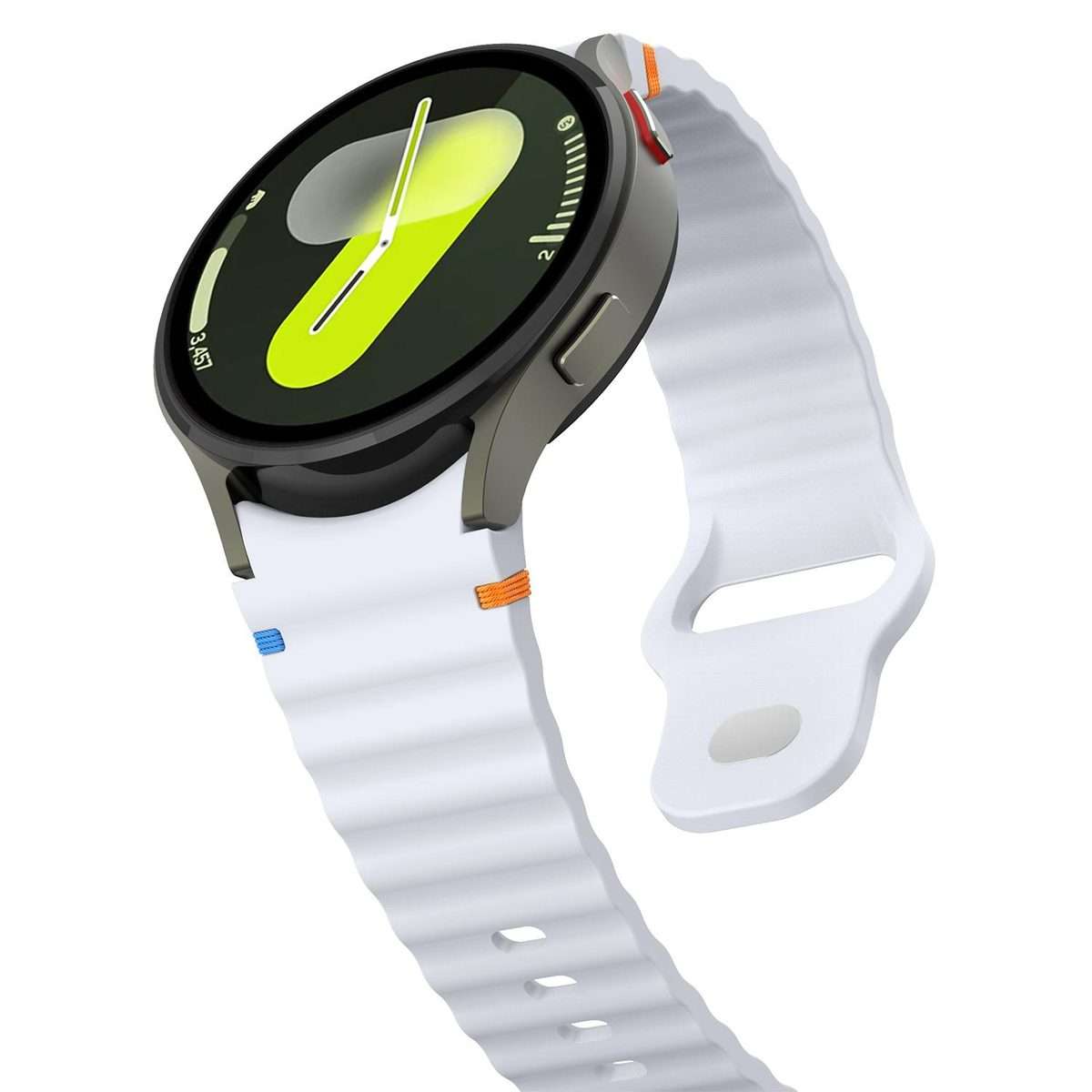 For Samsung Galaxy Watch 7 40mm / 44mm Wavy Grain Stitched Reverse Buckle 20mm Si ... (Light Gray)