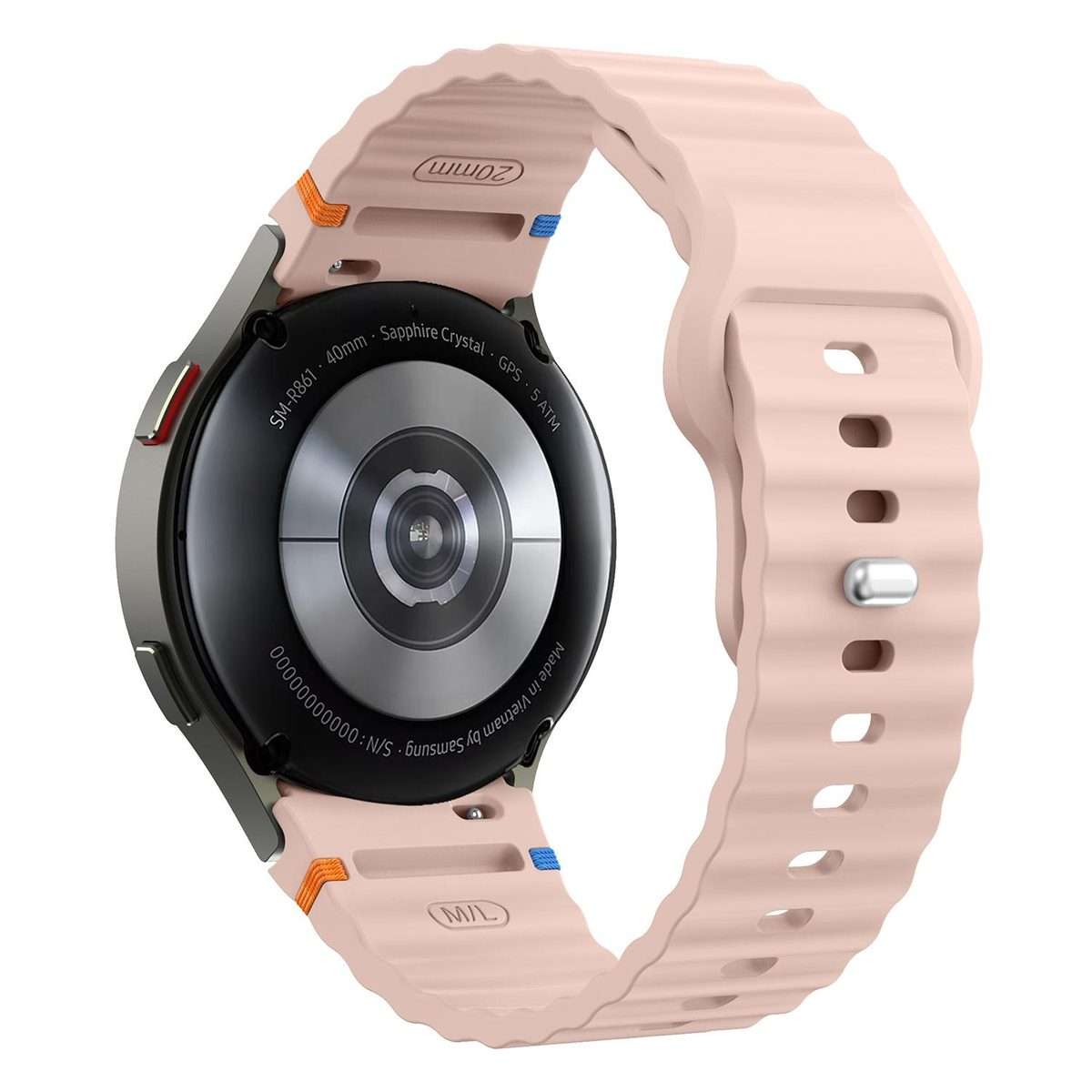 For Samsung Galaxy Watch 7 40mm / 44mm Wavy Grain Stitched Reverse Buckle 20mm Silicone ... (Pink)